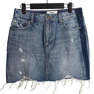 PISTOLA Denim Skirt Blue Distressed Raw Hem Size 28